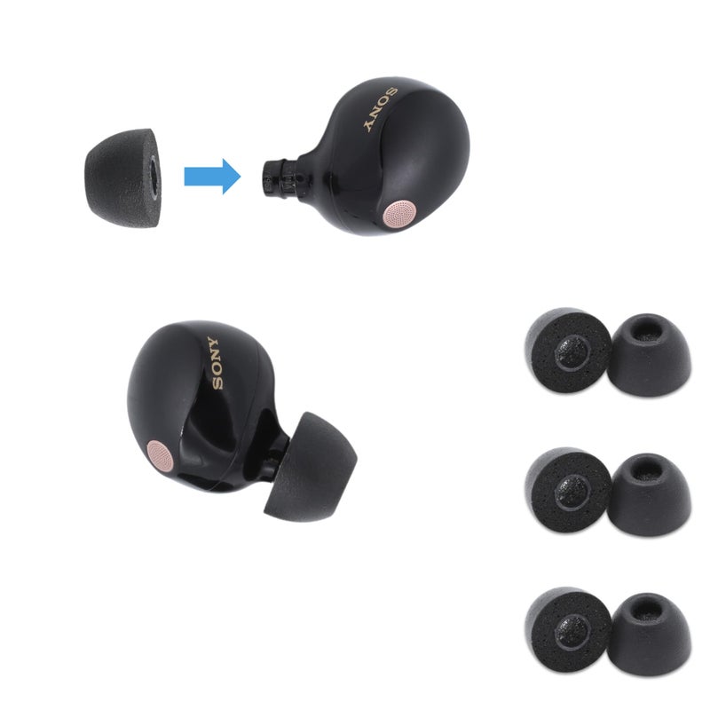 Comply Memory Foam Replacement Earbud Tips for Sony True Wireless Earbuds | Ultimate Comfort, Secure Fit, Superior Noise Isolation | Anti Slip, Prevent from Falling Out | Black, Medium (3 Pairs) - Image 1